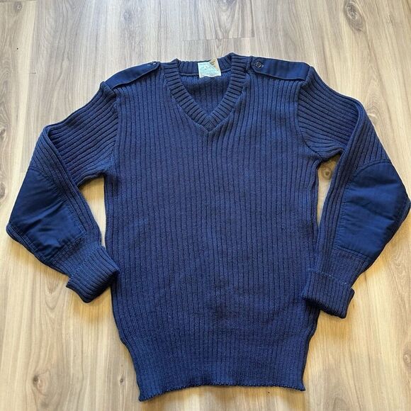 Vtg Brigade Quartermasters The Wooly Pully Blue Sweater 100% Wool UK 42 US L - Picture 1 of 9